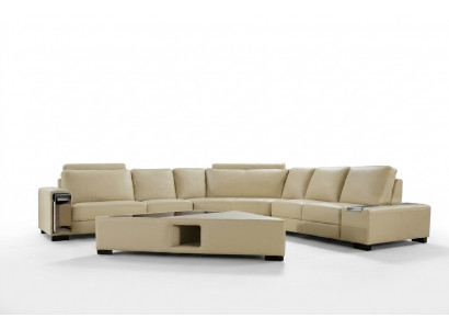 Ledercouch Ecksofa Sofa mat USB, Design Sitzpolster Garnitur Wunnlandschaft 2348