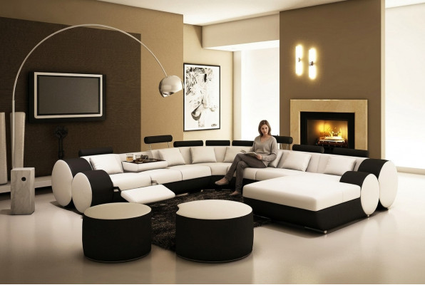 Designer Ledersofa mat USB XXL Wunnlandschaft Grousst Sofa Polstersëtzk Ecksofa Relax