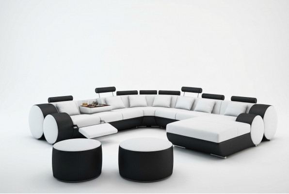 Designer Ledersofa mat USB XXL Wunnlandschaft Grousst Sofa Polstersëtzk Ecksofa Relax