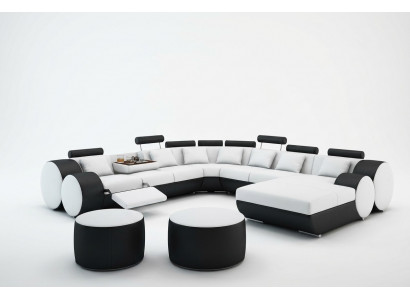 Designer Ledersofa mat USB XXL Wunnlandschaft Grousst Sofa Polstersëtzk Ecksofa Relax
