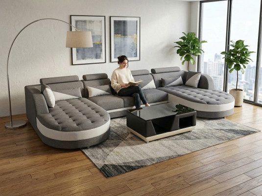 Ecksofa Design Eckgarnitur Eckcouch Sofa Wunnlandschaft Couch Polster Dësch USB