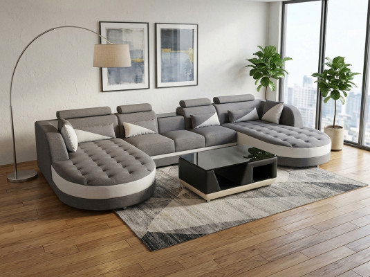Ecksofa Design Eckgarnitur Eckcouch Sofa Wunnlandschaft Couch Polster Dësch USB
