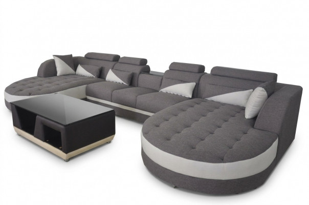 Ecksofa Design Eckgarnitur Eckcouch Sofa Wunnlandschaft Couch Polster Dësch USB