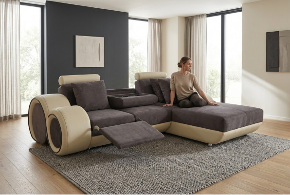 Ecksofa Design Polster Lieder Eckcouch Eckgarnitur Sofa Wunnlandschaft mat USB