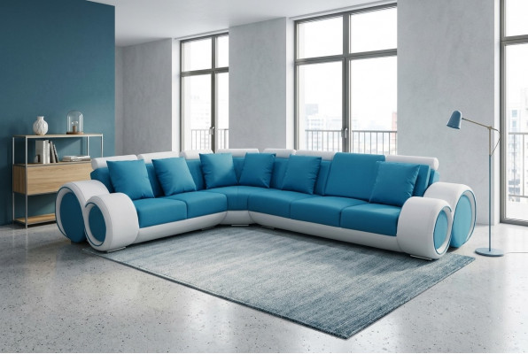 Design Lieder Polster XXL Sëtz Zëmmer Eck Wunn Sofa + USB Designer Garnitur Sofas