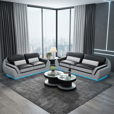 Ledersofa mat USB Sofagarnitur Neit 3+2 Sëtz Garnitur Design Modern Sofa G8038C