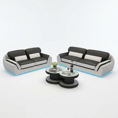 Ledersofa mat USB Sofagarnitur Neit 3+2 Sëtz Garnitur Design Modern Sofa G8038C