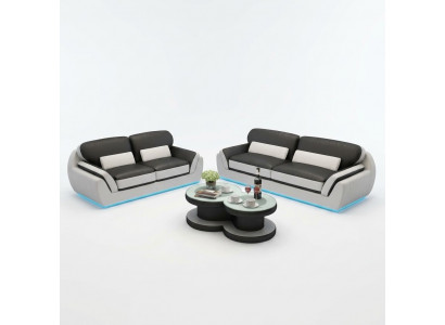 Ledersofa mat USB Sofagarnitur Neit 3+2 Sëtz Garnitur Design Modern Sofa G8038C