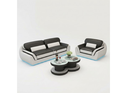 Ledercouch mat USB Couchsëtzer 3+1 Sëtzensemble Design Modern Nei Couch G8038D