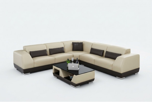 Ledercouch mat USB Wunnlandschaft Eckcouch Eck Garnitur Design Modern Sofa G8024B