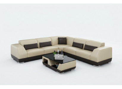 Ledercouch mat USB Wunnlandschaft Eckcouch Eck Garnitur Design Modern Sofa G8024B