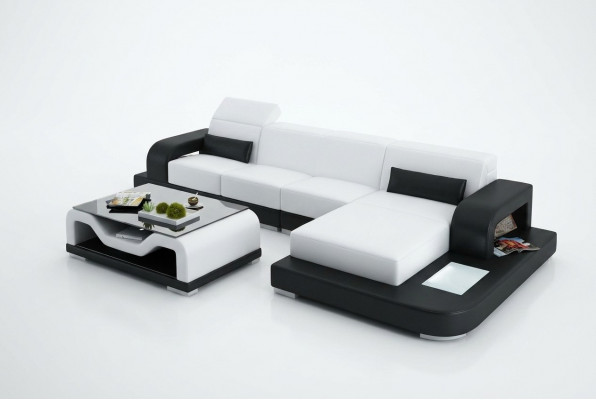 Ledercouch mat USB Wunnlandschaft Ecksout L-form Couch Design Sofa G8006C