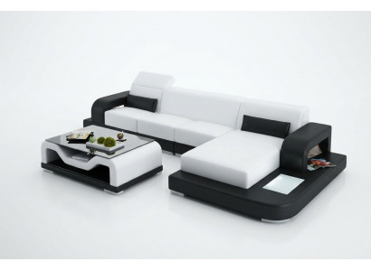 Ledercouch mat USB Wunnlandschaft Ecksout L-form Couch Design Sofa G8006C