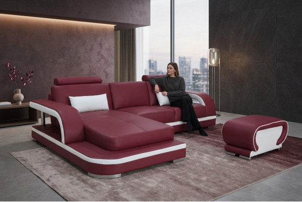 Lieder Eck Sofa mat USB Luxus Garnitur Ecke Sofas Couchen Polster Wunnlandschaft
