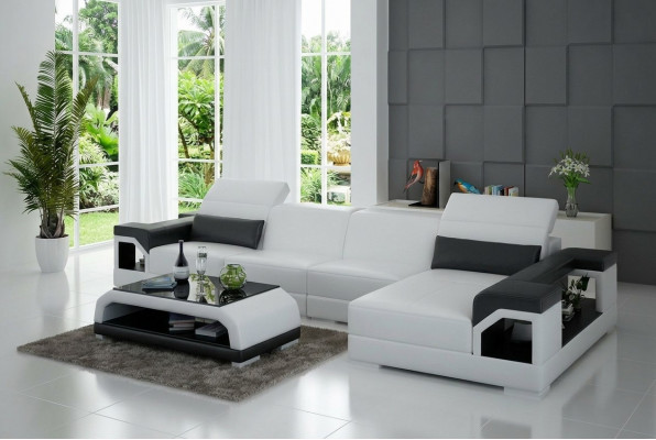 Couchset Moderne Canapé Eck Ecksofa Lieder Canapé Polster Wunnlandschaft USB