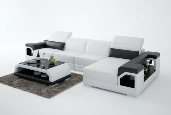 Couchset Moderne Canapé Eck Ecksofa Lieder Canapé Polster Wunnlandschaft USB