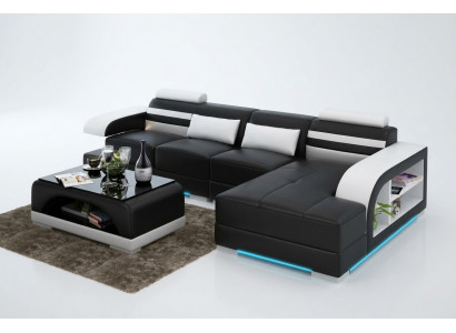 Ledersofa mat USB Wunnlandschaft Eckcouch Eckgarnitur Design Modern Sofa G8033C