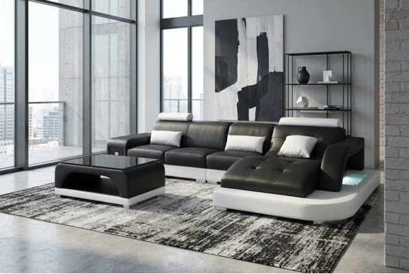 Lieder Ecksofa mat USB Wunnlandschaft Luxus Garnitur Ecksofa Couch Polster