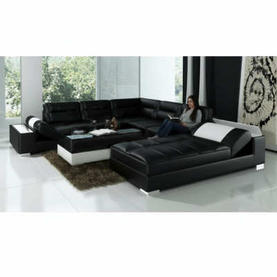 Lieder Canapé Eckcanapé + USB Garnitur Polster U Form Couch Sofa Design Wunnlandschaft