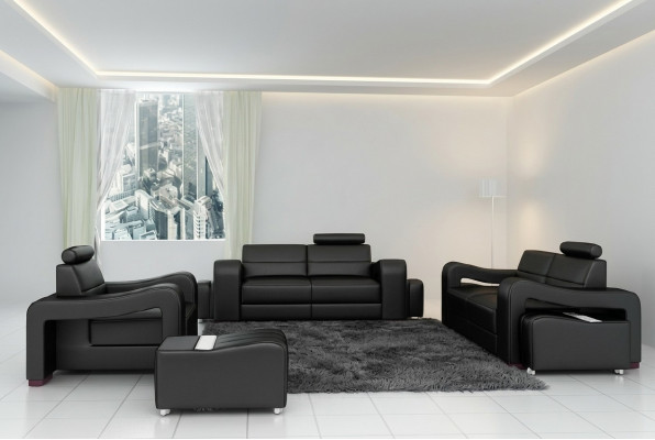 Designer Lieder-Sofa Sofagarnitur USB Sofa Sëtz Këssen Garnitur 3+2+1 Garnituren
