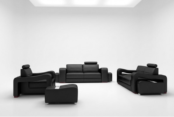 Designer Lieder-Sofa Sofagarnitur USB Sofa Sëtz Këssen Garnitur 3+2+1 Garnituren