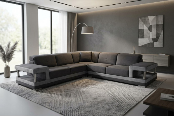 Lieder Eck Sofa mat USB Polster Wunnenlanschaft Luxus Garnitur Eck Sofas Couchen