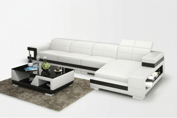 Ledercanapé mat USB Wunnlandschaft Eckecksofa Eck Garnitur Design Modern Canapé G8017C