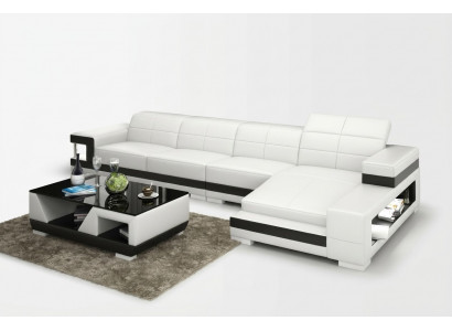Ledercanapé mat USB Wunnlandschaft Eckecksofa Eck Garnitur Design Modern Canapé G8017C