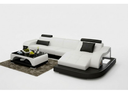 Ledercouch mat USB Wunnlandschaft Eckcouch Eck Garnitur Design Modern Couch G8009D