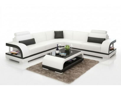 Ledercouch mat USB, Wunnlandschaft Eckcouch Eck Garnitur Design Modern Couch G8011B
