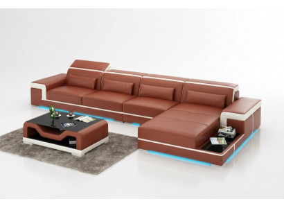 Ledercouch USB Wunnlandschaft Eckcouch Eck Garnitur Design Modern Sofa Couch Nei