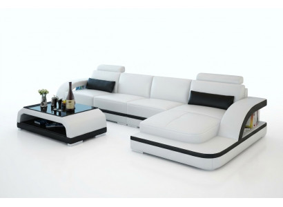 Ledercouch mat USB, Wunnlandschaft Eckcouch Eck Garnitur Design Modern Sofa G8011C
