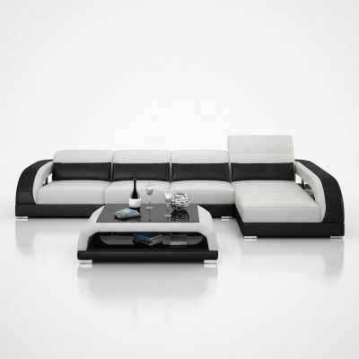 Ledercanapé mat USB, Wohnlandschaft Eckcanapé Eck Garnitur Design Modern Canapé G8016C
