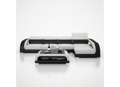 Ledercanapé mat USB, Wohnlandschaft Eckcanapé Eck Garnitur Design Modern Canapé G8016C