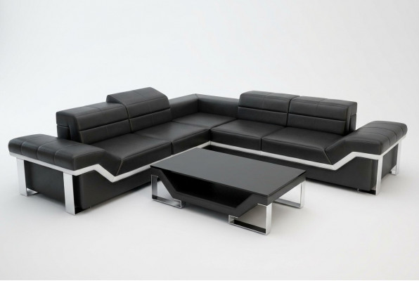 Ledersofa USB Wunnlandschaft Ecksofa Eck Garnitur Design Sofa Couch K5007B Nei