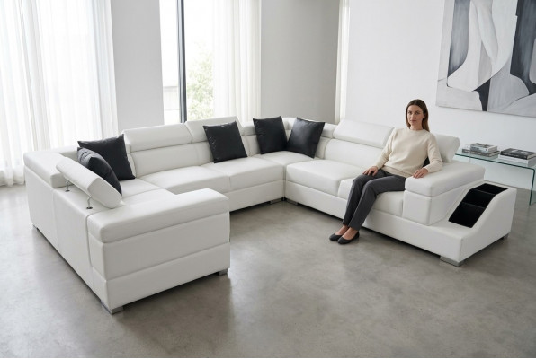 Ledercanapé USB Wunnlandschaft Eckcanapé Eck Garnitur Design Canapé Couch Nei
