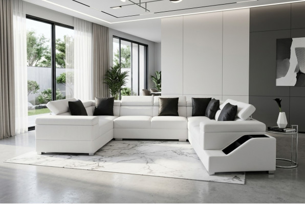Ledercanapé USB Wunnlandschaft Eckcanapé Eck Garnitur Design Canapé Couch Nei