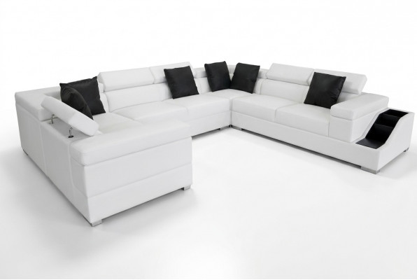 Ledercanapé USB Wunnlandschaft Eckcanapé Eck Garnitur Design Canapé Couch Nei