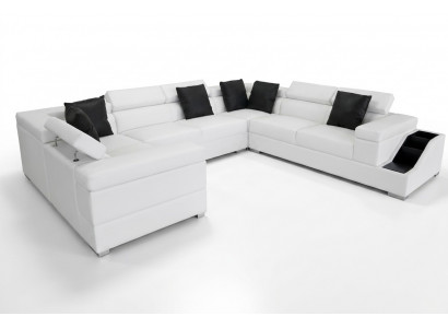 Ledercanapé USB Wunnlandschaft Eckcanapé Eck Garnitur Design Canapé Couch Nei