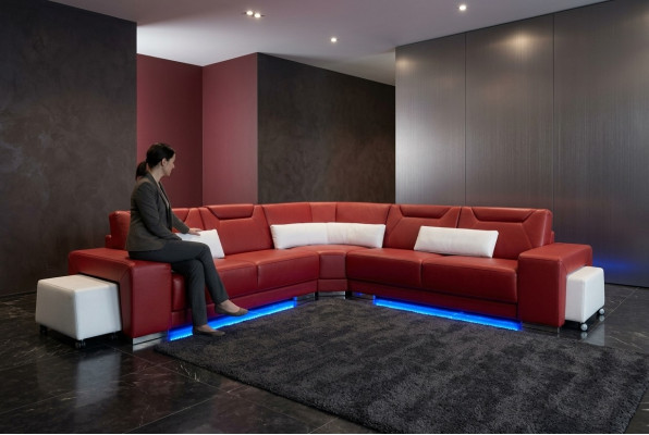 Liederdivan mat USB Wunnlandschaft Eckdivan Eck Garnitur Design Modern Divan F3011B