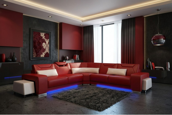 Liederdivan mat USB Wunnlandschaft Eckdivan Eck Garnitur Design Modern Divan F3011B