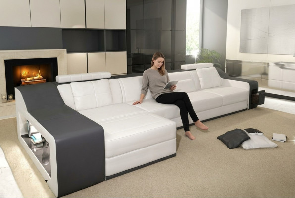 Lieder-Sofa mat USB Wunnlandschaft Ecksofa Eck Garnitur Design Modern Sofa B2017B