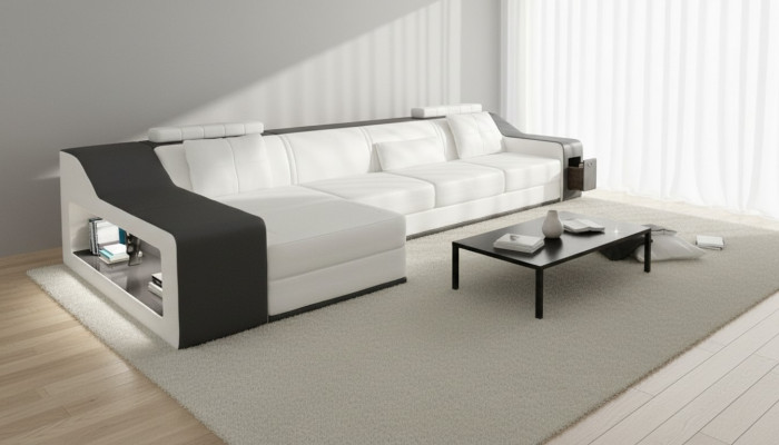 Lieder-Sofa mat USB Wunnlandschaft Ecksofa Eck Garnitur Design Modern Sofa B2017B