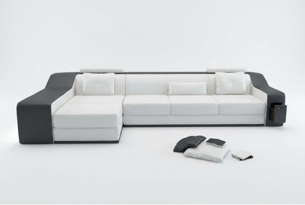 Lieder-Sofa mat USB Wunnlandschaft Ecksofa Eck Garnitur Design Modern Sofa B2017B