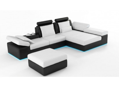 Ledercouch Sofa mat USB Wunnlandschaft Ecksofagarnitur Design Modern Sofa K5014C