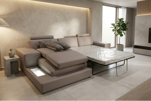 Lieder Canapé Wunnlandschaft Garnitur Design Modern Sofa mat USB, Schlof Canapéen