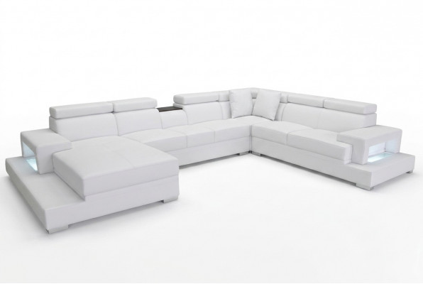 Liederpolstersëtzkomplett Eck-Wunnzëmmer Sofa Couch XXL Designer Garnitur Sofas + USB