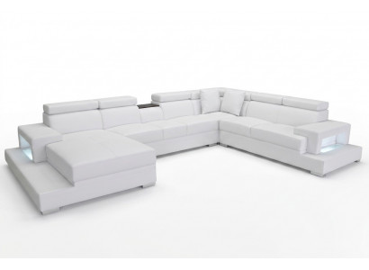 Liederpolstersëtzkomplett Eck-Wunnzëmmer Sofa Couch XXL Designer Garnitur Sofas + USB