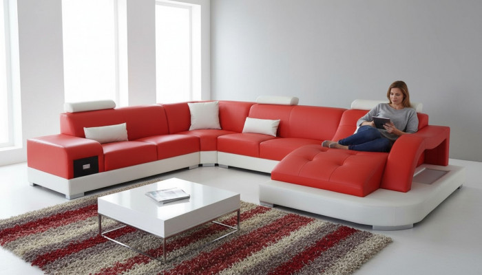 Lieder Eck Sofa Eck Wunnlandschaft Garnitur Design Modern Couch Nei Sofae USB Nei