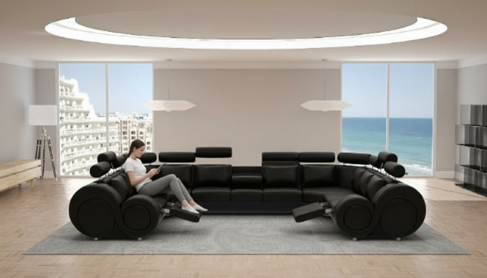 Designer Wunnlandschaft Eckcouch +USB Sofa Polstersofa Ledersofa Sofas Nei Garnitur